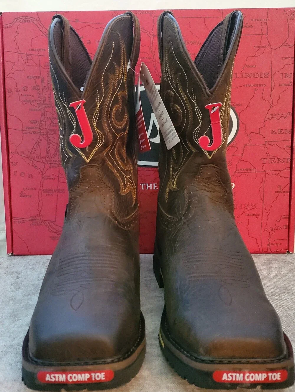 Justin Joist Aged Brown Water Buffalo Men's Size 11D NIB